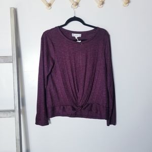 NWT PINK ROSE WINE AND BLACK COLOR WITH FRONT KNOT BLOUSE SIZE XL